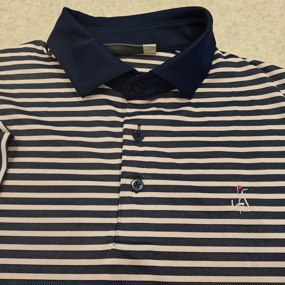 Atlanta Country Club KJUS Luis Stripe Polo Shirt Mens 52 L Blue Pink Golf